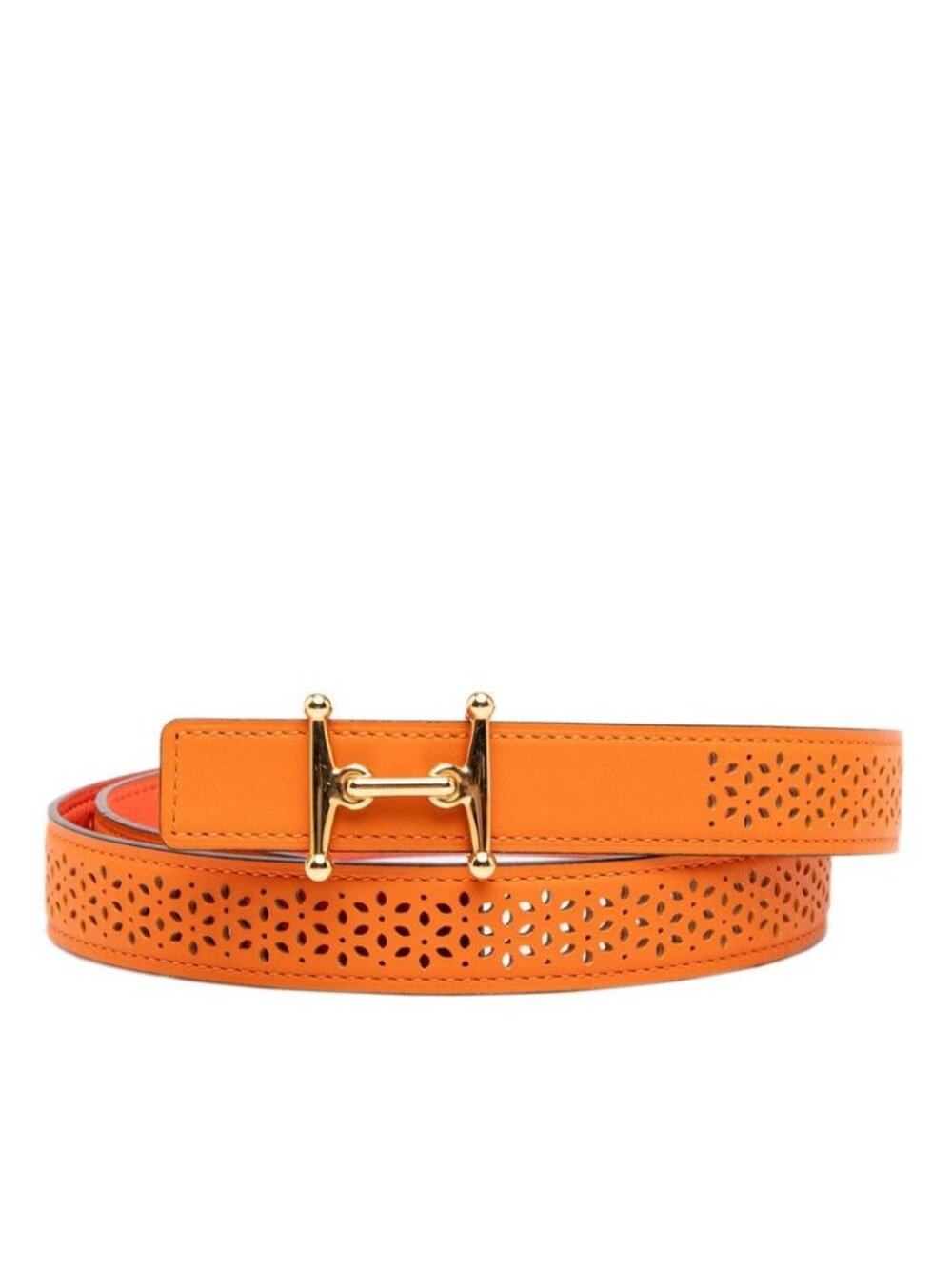 Hermes Mall H Belt 80 Orange Red Gold Veau Swift